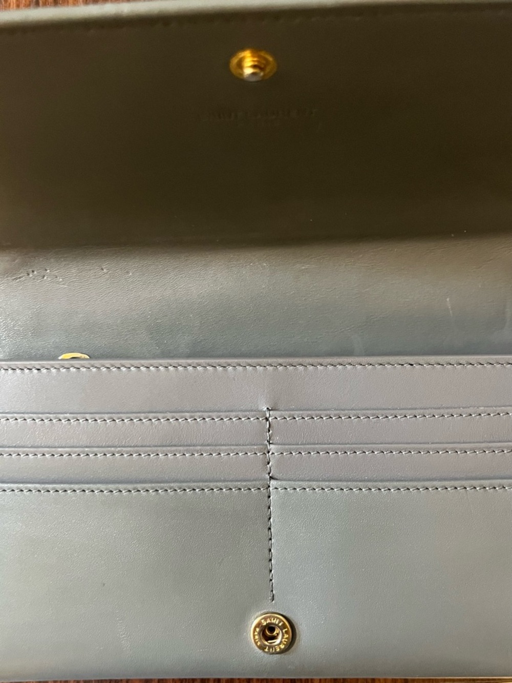 Saint Laurent Gray Leather Wallet on Chain - Picture 8 of 8